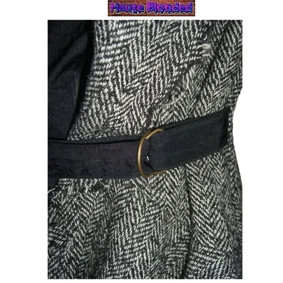 y2k Design Today's Tweed Fray Vintage Suit Punk Dark Academia Steampunk 90s Wool - Picture 5 of 16